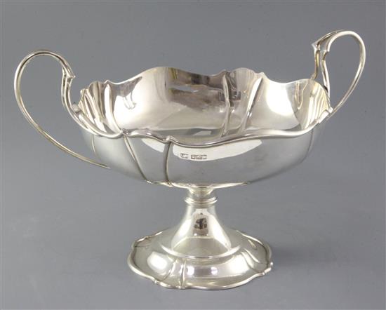 A George V silver two handled pedestal bowl by Atkin Brothers,